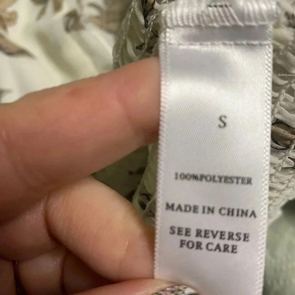 Rose & Olive Sheer Floral Crop Top Ruched Waist Peasant Sleeves New  Size Small - Picture 9 of 10